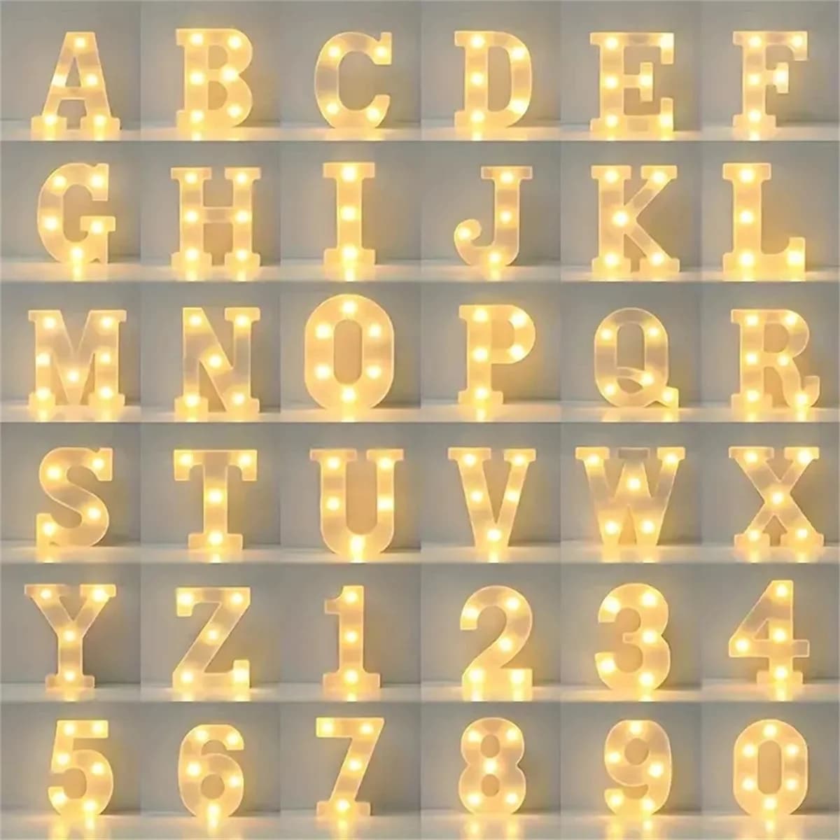 Luce da lettera a LED da 1 16 cm, luce notturna luminosa con lettere e numeri, adatta per la casa, bar, matrimoni, decorazioni per feste di compleanno