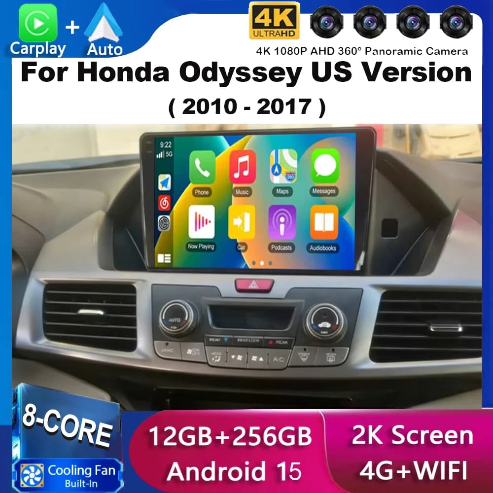 Per Honda Odyssey Versione USA 2010-2017, Autoradio Android 15 con Lettore Multimediale Video e Navigazione GPS