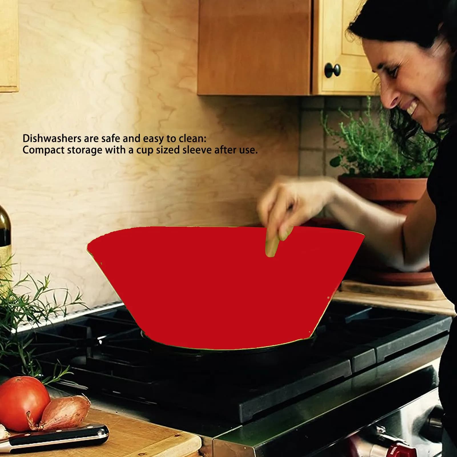 Paraspruzzi in Silicone Anti-Olio Regolabile per Padella, Accessorio da Cucina Rosso per Proteggere le Pareti
