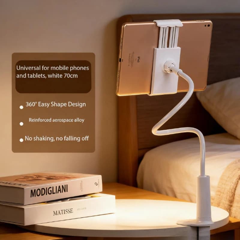 Supporto pieghevole da 70 cm per telefono e tablet, 2 pezzi, da comodino, scrivania, poggiatesta, per iPad, Samsung, Xiaomi, ASUS, uso domestico