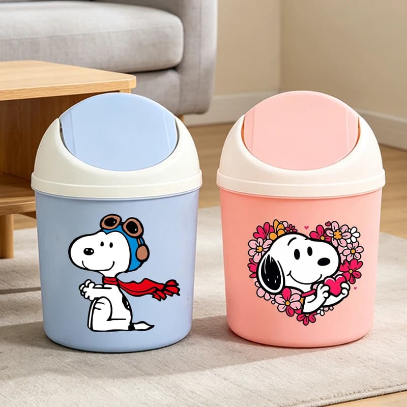 Mini Cestino da Scrivania Anime Snoopys, Contenitore per Rifiuti con Stampa Cartoon, per Uomini e Donne, Organizzazione Spazio di Lavoro, Regalo