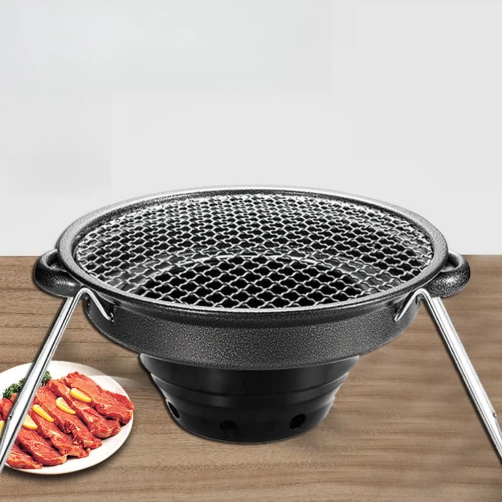 KOSUN Stufa per barbecue all'aperto Stufa per barbecue a carbone per interni Stufa per barbecue spessa rotonda Stufa per barbecue da picnic Staffa da campeggio Stufa per barbecue