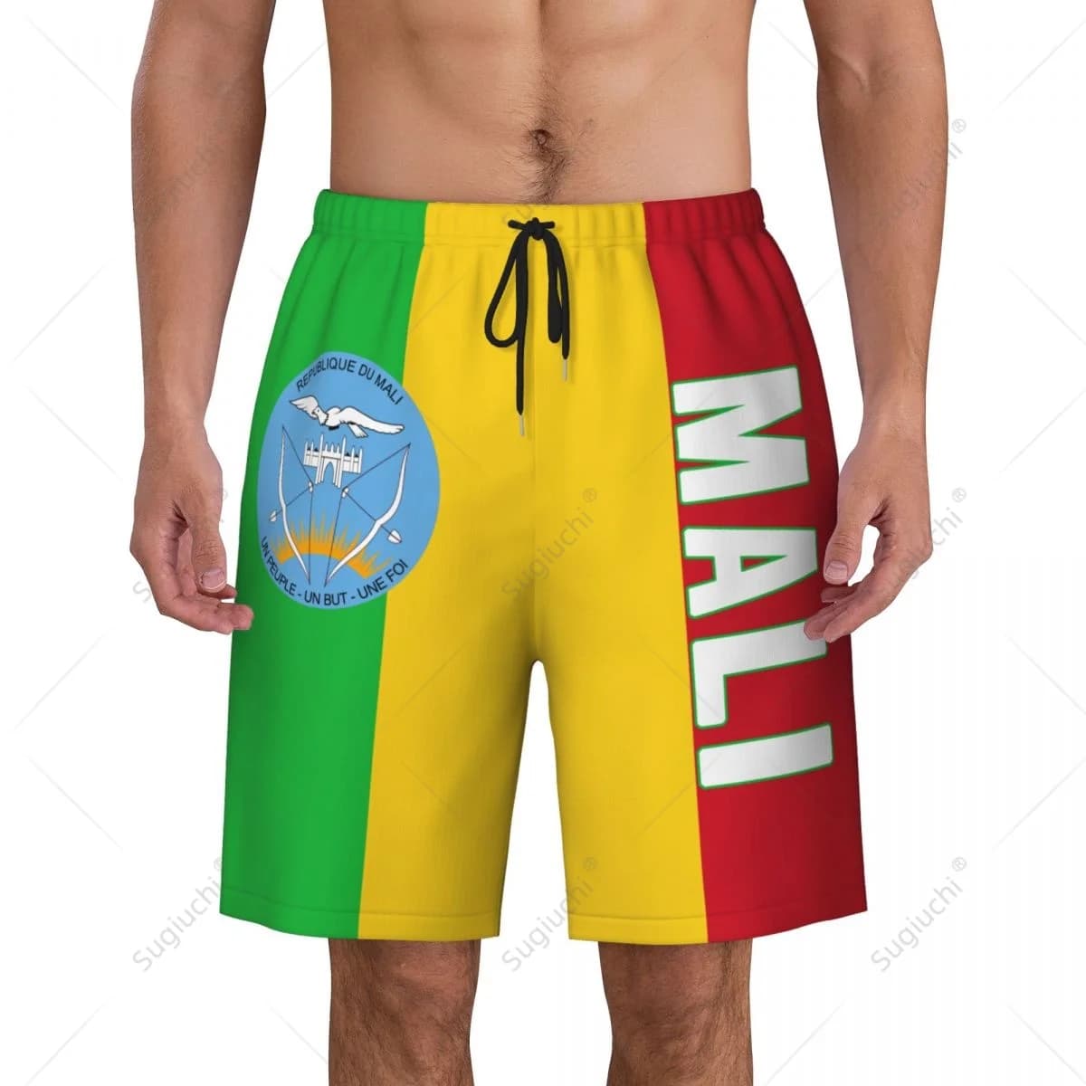 Men's Mali Flag Beach Pants Board Shorts Surfing Boys Soccer Cycling Swimwear Running Polyester