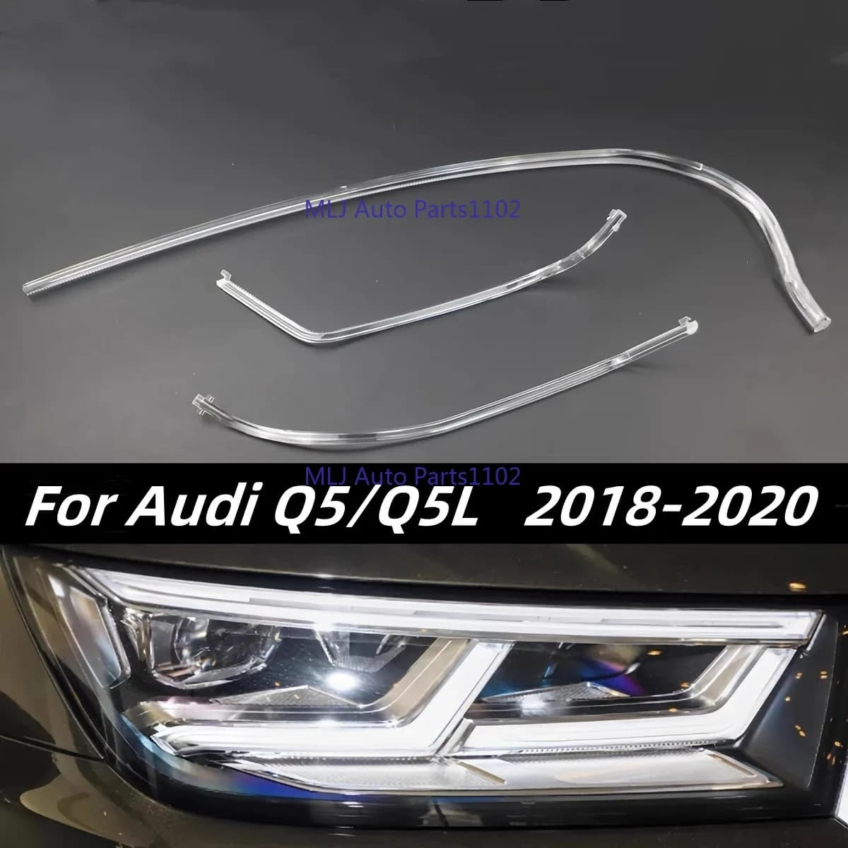 LED DRL Headlight Guide Plate For Audi Q5L Q5 2018 2019 2020 Acrylic Tubes Daytime Running Tube Bar Angel Eyes Strip DRL Plate