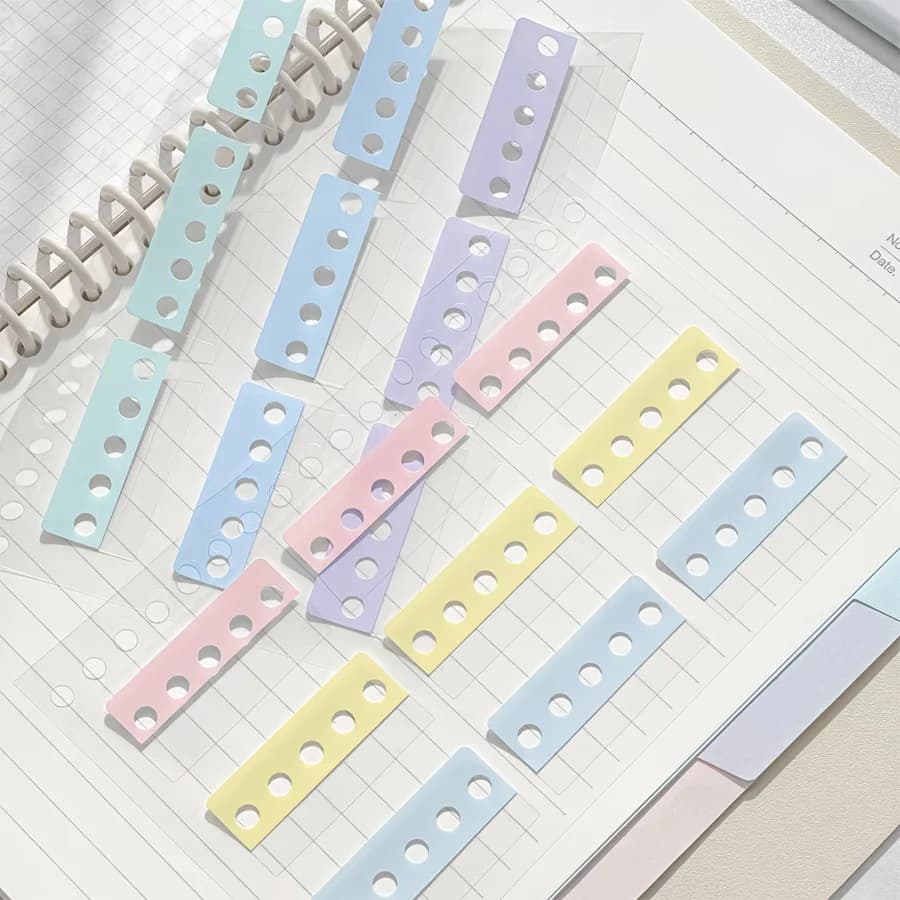 1 piece of self-adhesive stickers with hooks for binding with round holes - Labels for storing bulk pages for photo storage boxes of DIY notebooks
