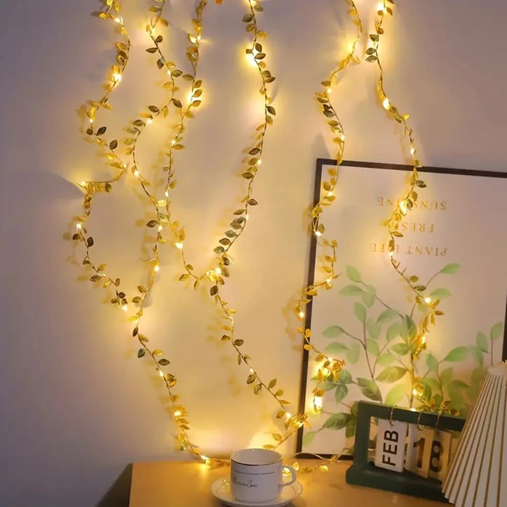 Runtowo 2M/5M Foglie D'oro Fata Luce Ghirlanda Buon Natale Decor per la Casa Navidad 2025 Felice Anno Nuovo 2026 Albero di Natale Decor