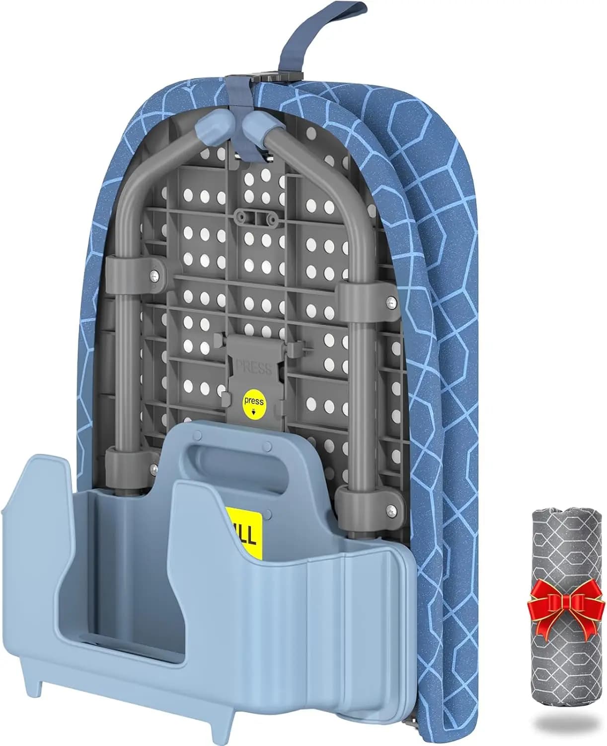 Asse da stiro compatta da tavolo con supporto per ferro da stiro, 32x12 pollici, 2 coperture resistenti al calore, piedini antiscivolo per casa e viaggi