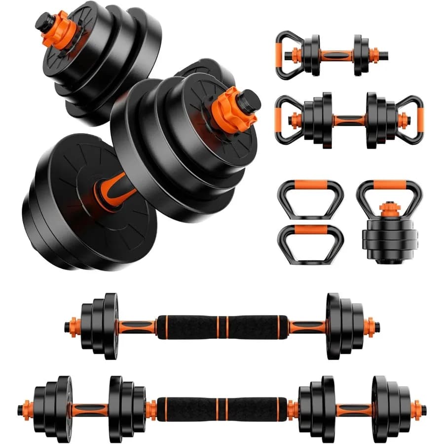 60LBS Adjustable Handlebar Set (Pia 30LB) Free weight lift, 4 in1 weight set, handlebars, barbell, kettlebell, push-up, Home Gy