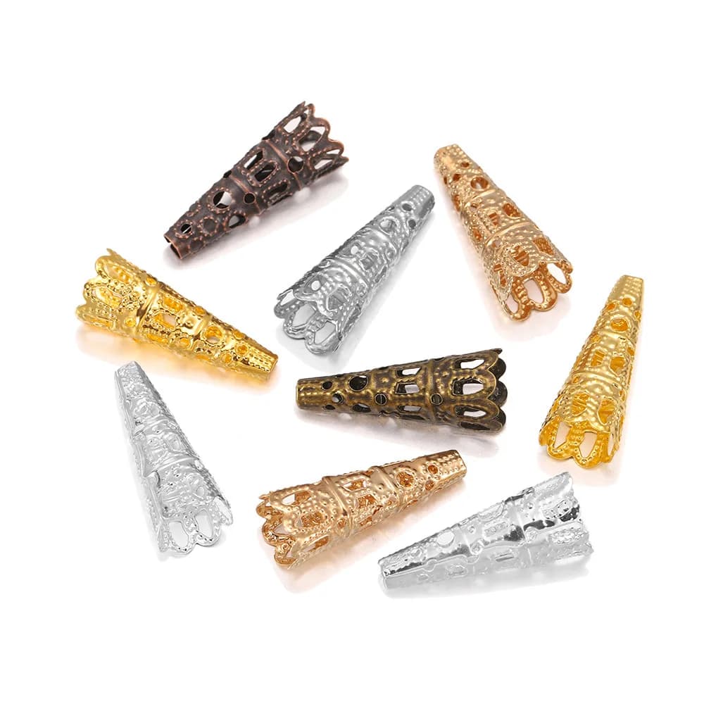 20 pz 23*8mm Lega di Rodio Bugle Cono Bead Caps Pendolo di Cristallo pendente End Cap Per Gioielli FAI DA TE Che Fanno Forniture Risultati
