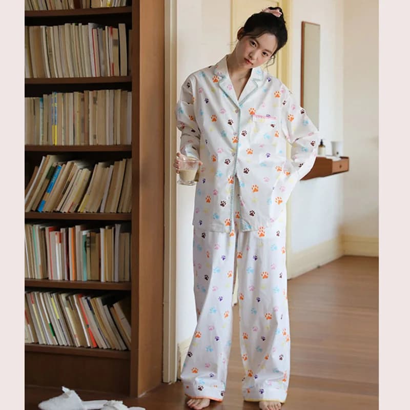 Set Pigiama Two Fashion Floral Pieces with Original Design, French Style Sweet and Casual, for Spring and Exterior Use