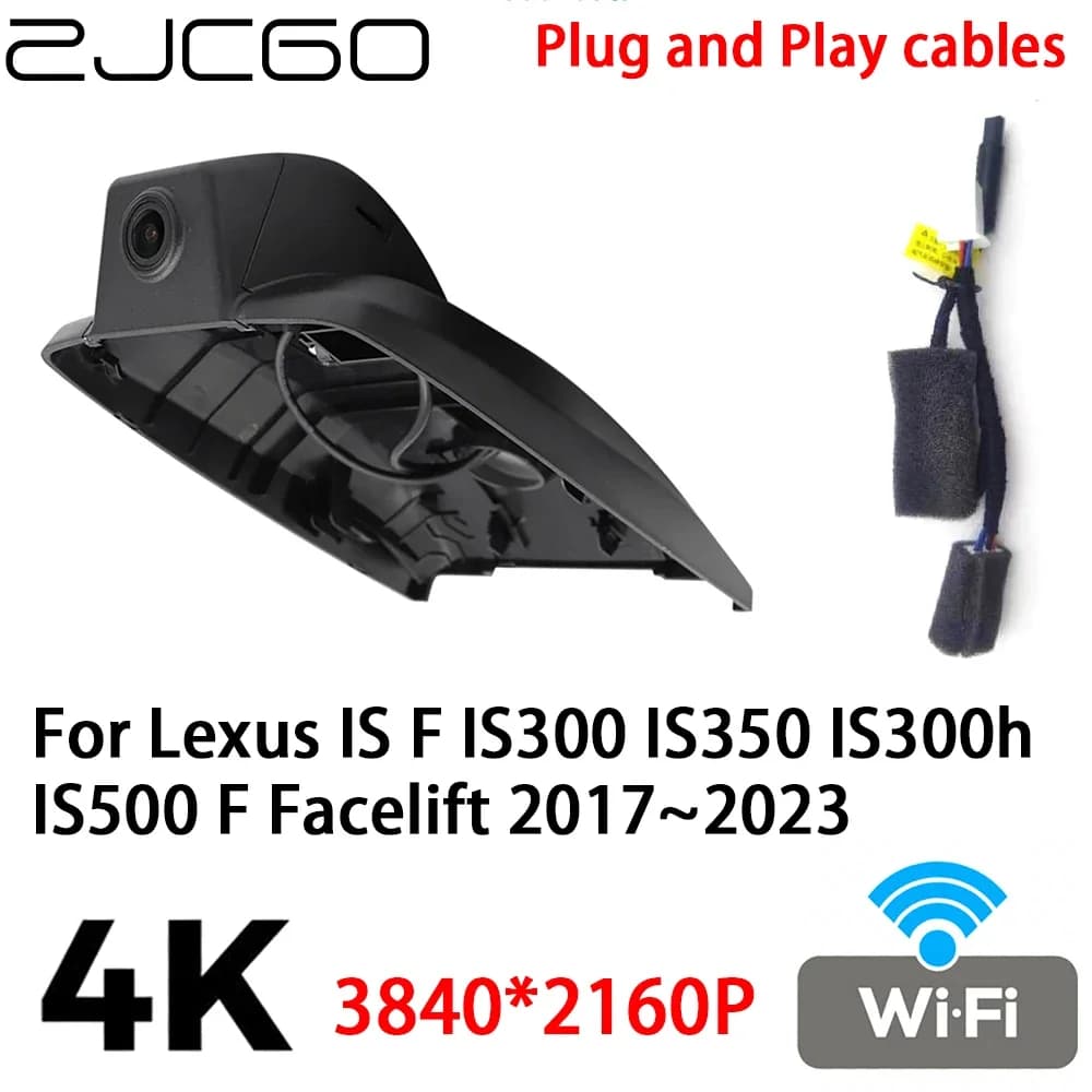 ZJCGO 4K 2160P DVR Dash Cam Plug and Play Video for Lexus IS F IS300 IS350 IS300h IS500 F Facelift 2017 ~ 2023