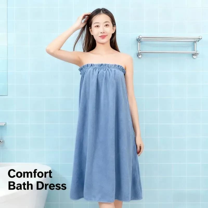 Comoda gonna da bagno con scollo rotondo in tessuto assorbente, essenziale per l'uso domestico