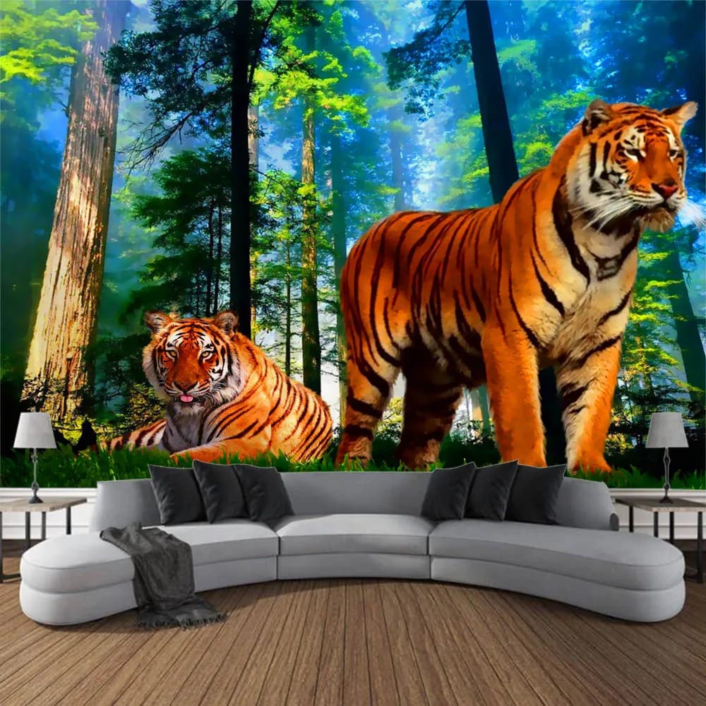 Hippie Room Wall Art Decoration Tiger Leopard Animal Forest Tapestry Home Wall Hanging Blanket Creative Home Decor