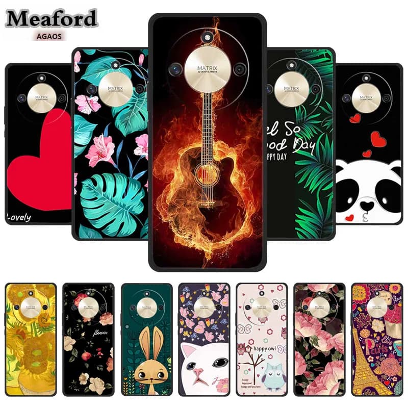 Per Honor X9C Smart Phone Custodia di lusso 3D Relief Back Cover Fiore Fiore Rilievo Scudo per Huawei Honor X60 5G Cover in silicone