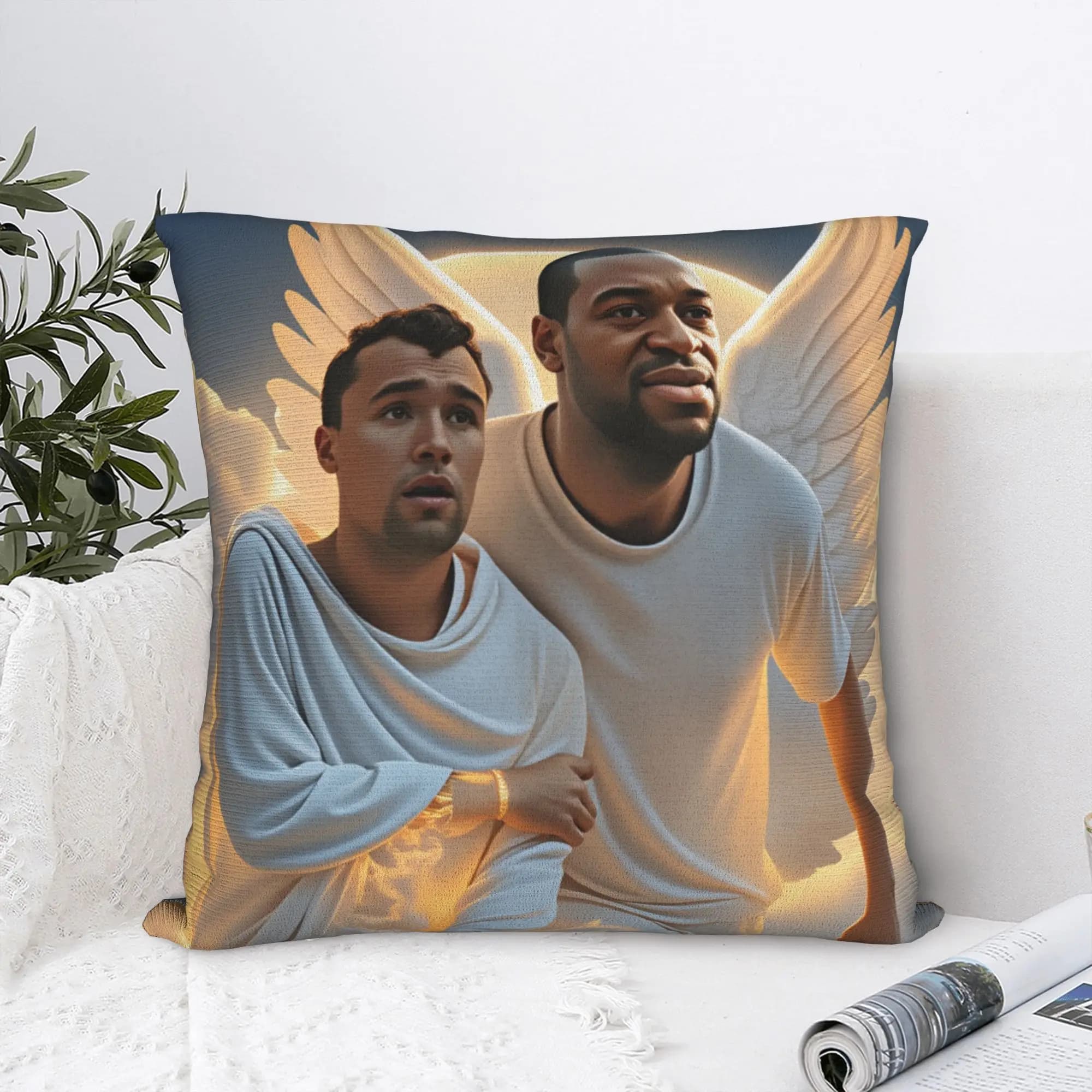 Charlie Kirk Angelic Advocate con George Floyd Federa per cuscino Morden Federe grafiche per soggiorno Sedia da letto