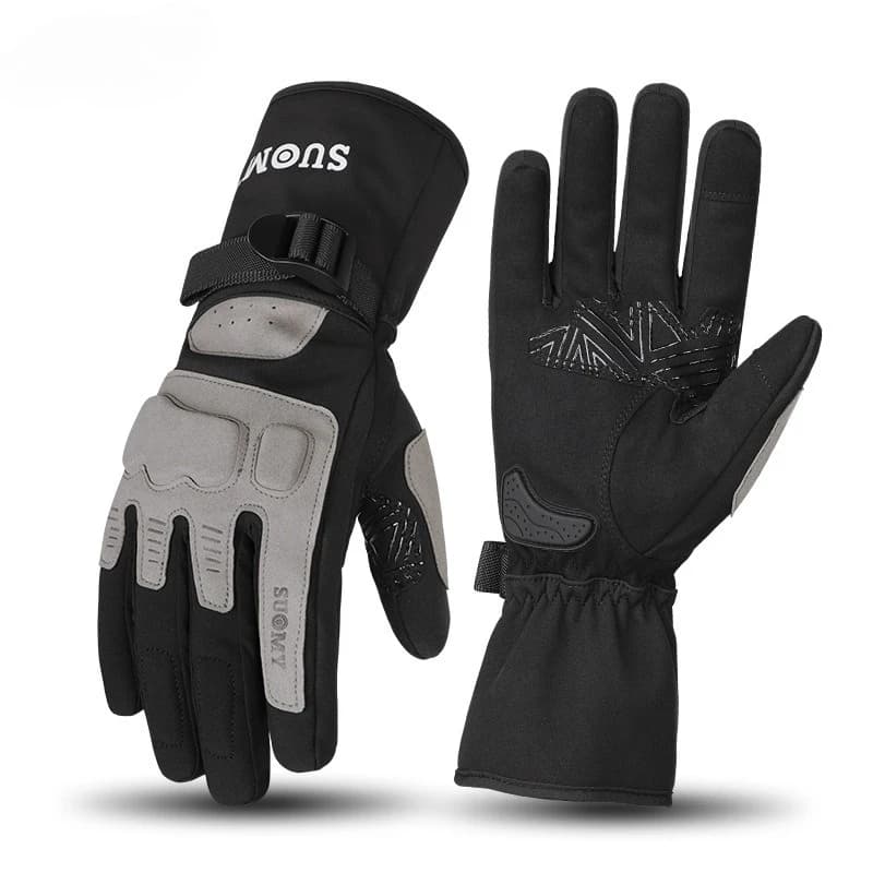 Motorcycle Gloves Winter Color Block Splice Anti-fall Protective Shell Waterproof Warm Cold Protection Motocross Rider Gloves