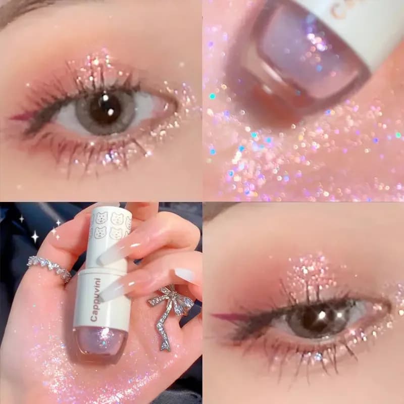 6 Color Liquid Umbrella High Gloss Glittered Shade Long-Term Waterproof Eye Makeup with Super Sparkling crystal glitter