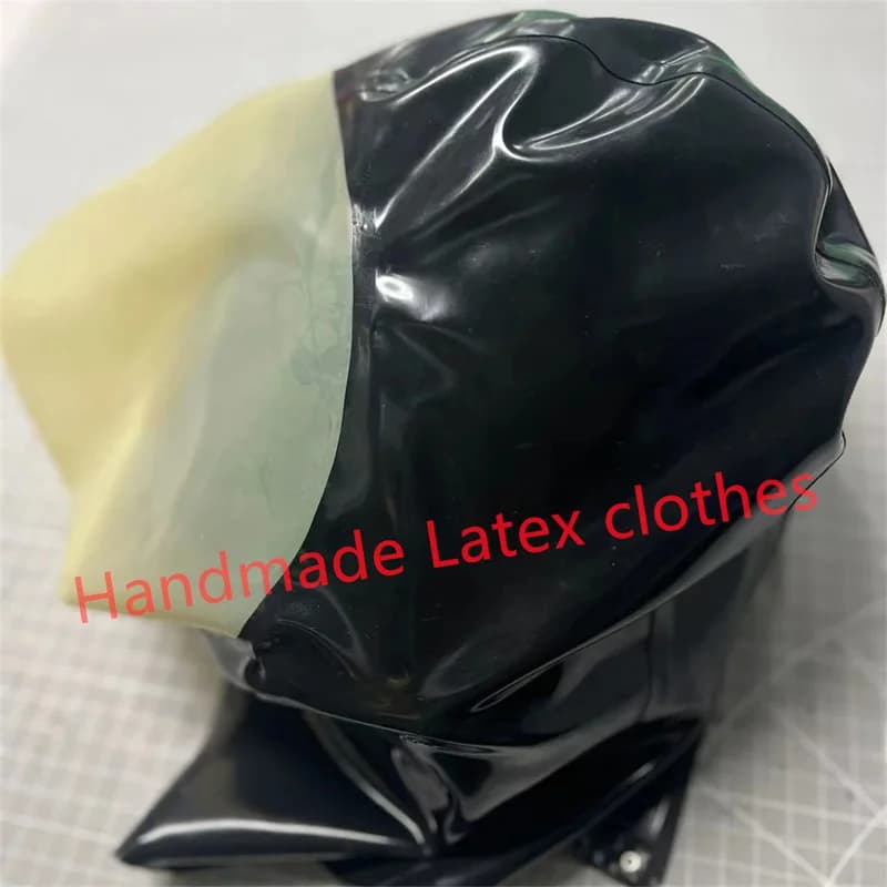 Latex Hood Sexy Fetish Rubber Mask with transparent Back Zip Headgear Custom Made Halloween Cosplay Costumes for Men Women