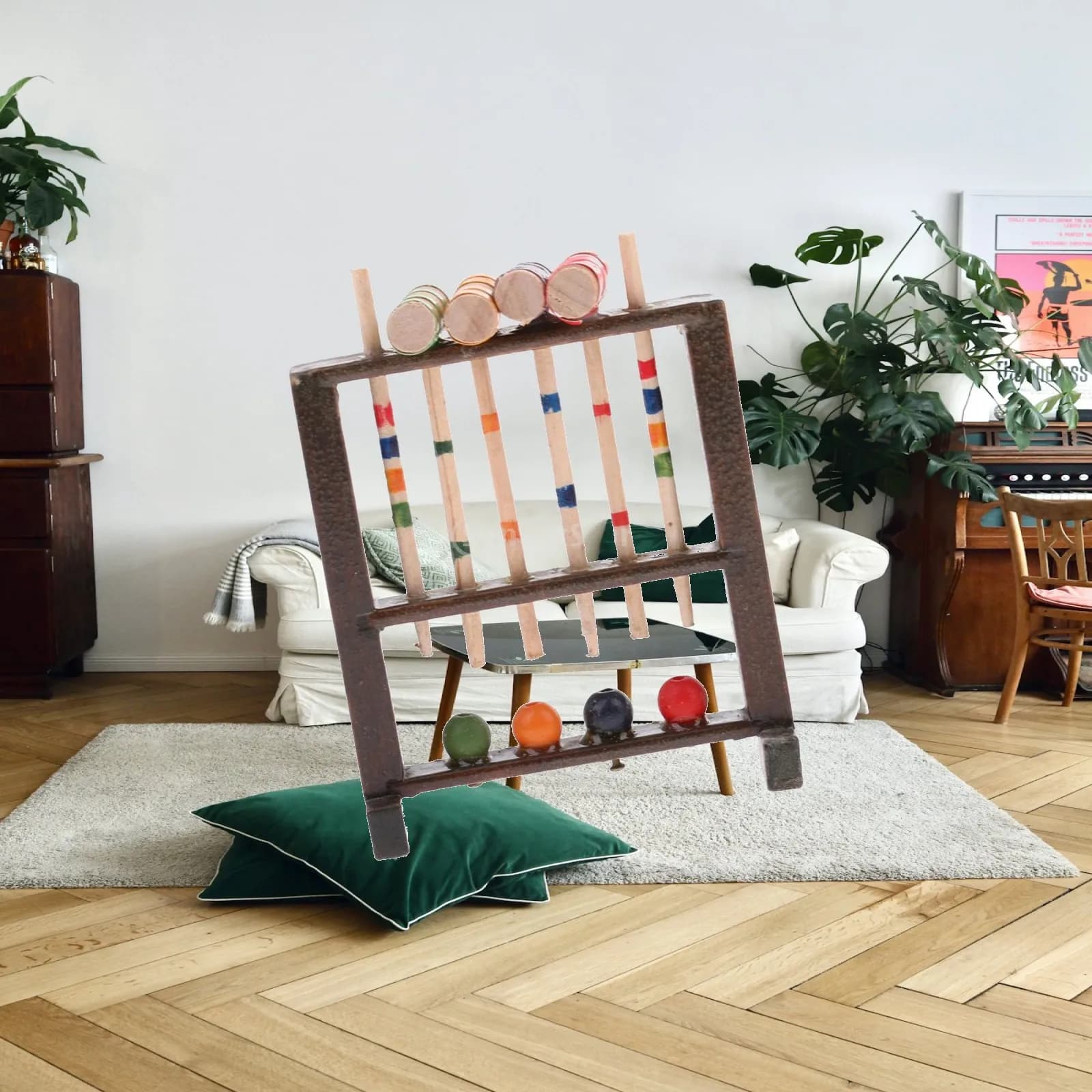 Mini Dollhouse Croquet Game Set 1 12 Wooden Miniature Accessories for Dolls House Game Props