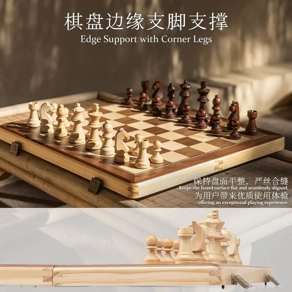 Set di scacchi magnetici in legno da 38 cm/15 pollici con 2 regine aggiuntive, tavola da viaggio portatile pieghevole, adatta per il torneo