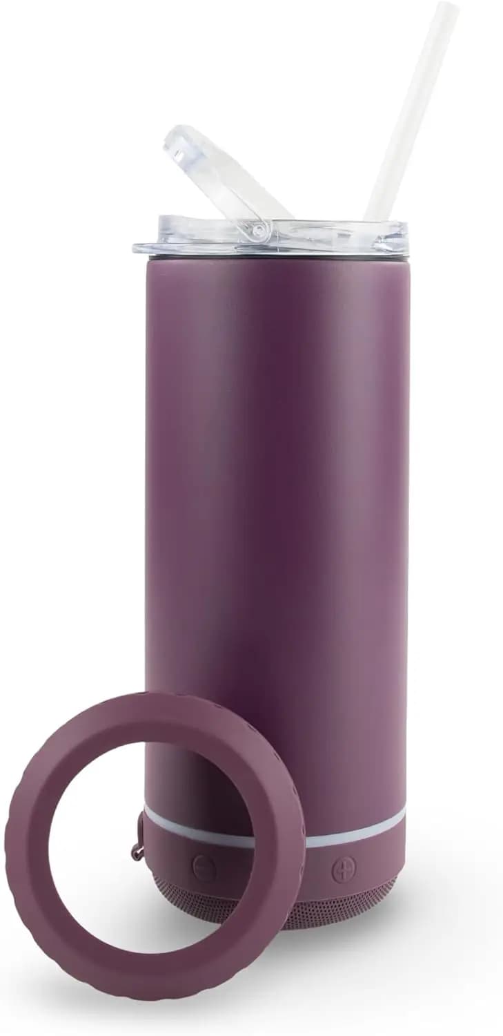 Bluetooth Tumbler 4 in 1 with Cooler for Lattine - Sugarplum, Universal Cooler for Drinks, Bluetooth Speaker