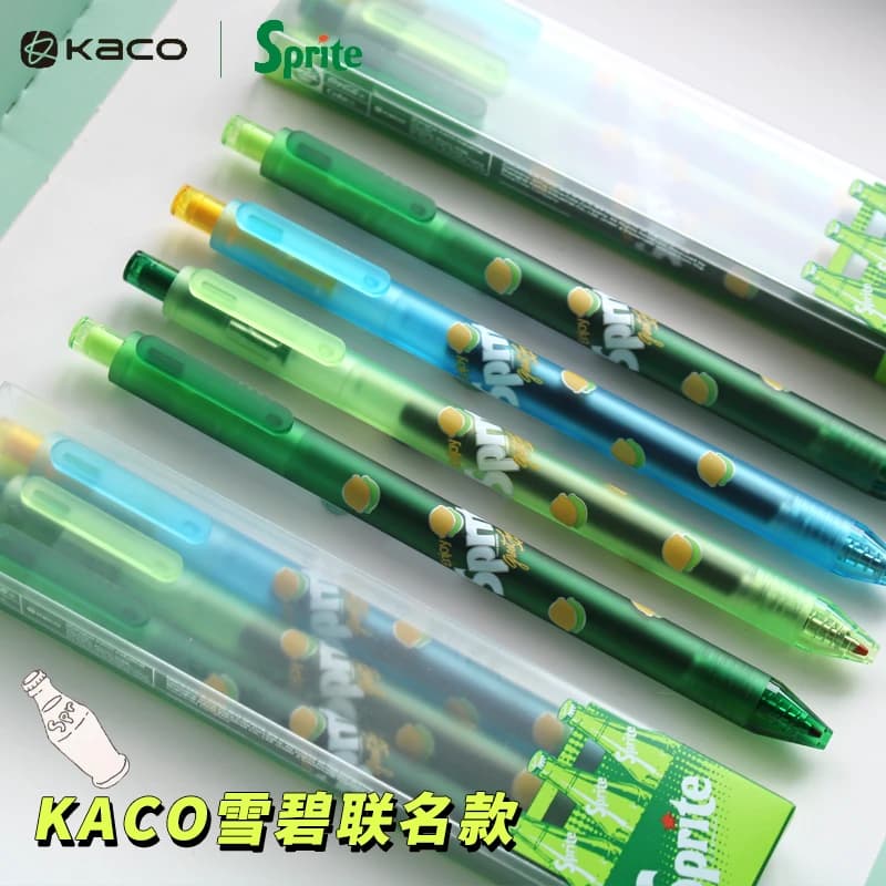 3 pz/set KACO x Sprite Penna Gel in Edizione Limitata, Penna a Sfera Doppia Penna ad Asciugatura Rapida 0.5mm Fare Clicca Scrittura Liscia per la Scuola e il Giornamento