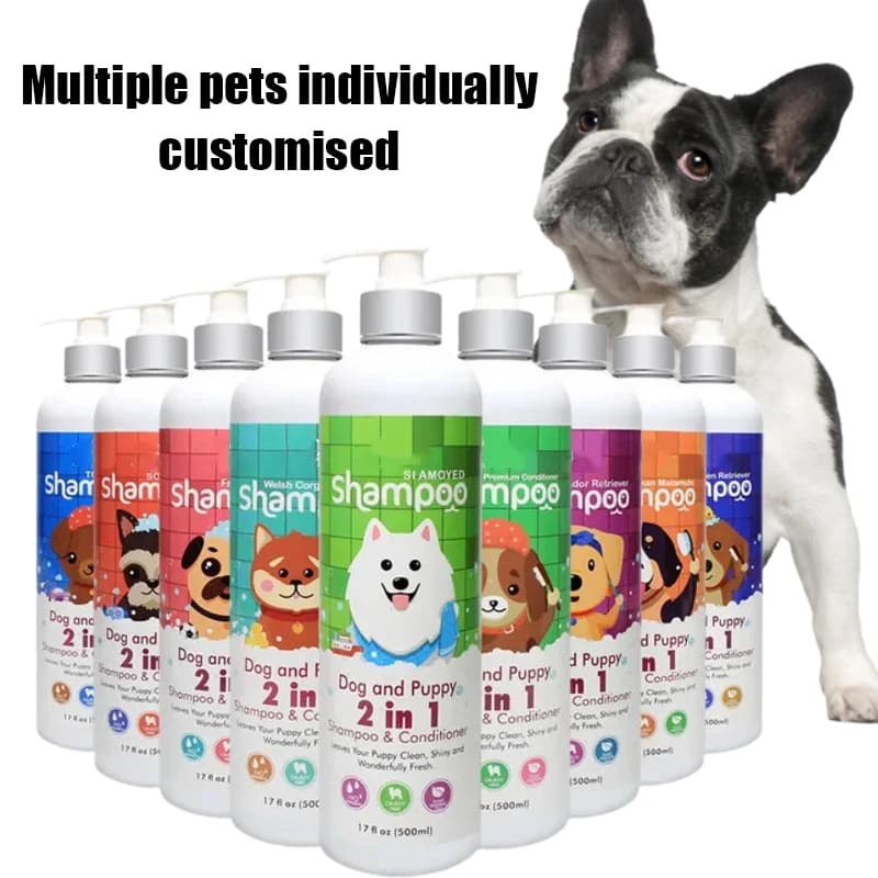 500ml Gel doccia per cani Rimuovi acari Deodorante Shampoo Fragranza a lunga durata Bulldog francese Teddy Samoiedo Prodotti per la pulizia degli animali domestici