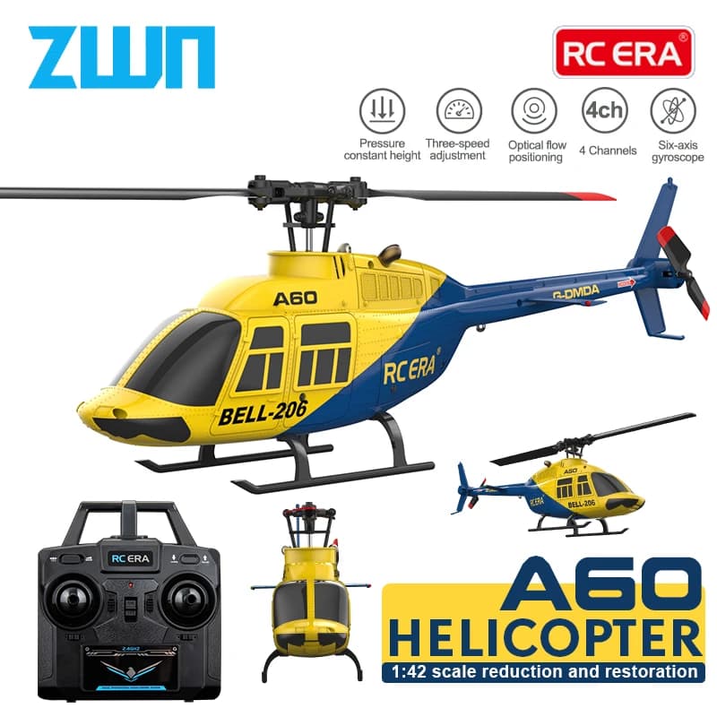 RC ERA A60 4CH Elicottero Scala 1/42 BELL-206 Posizionamento del flusso ottico 10 minuti Tempo di volo 2.4G 120M Giroscopio a 6 assi Aereo senza spazzole