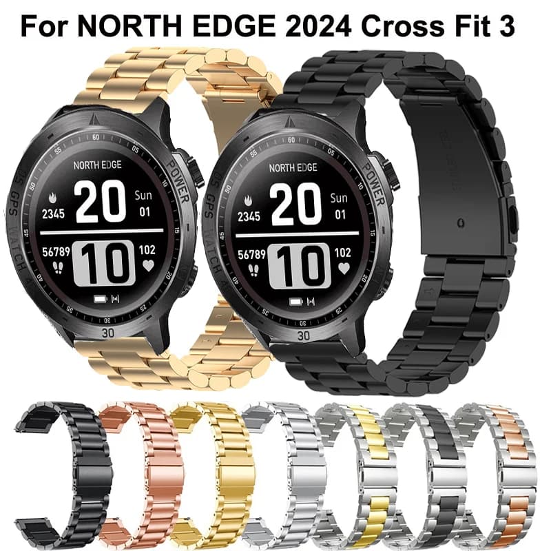 Per NORTH EDGE Cross Fit 3 cinturino per orologio intelligente 22mm cinturino da uomo in metallo in acciaio inossidabile per NORTH EDGE Cross Fit 3 Correa