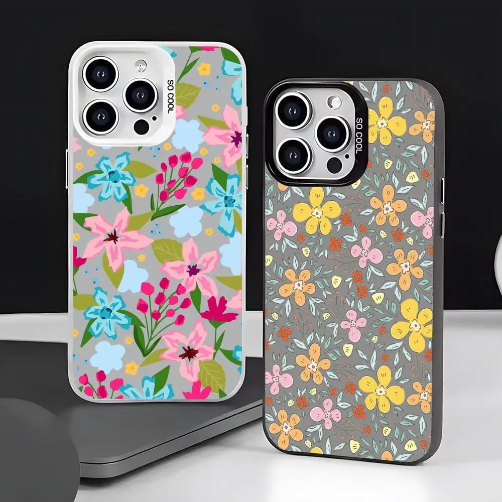 Garden Floral Pattern Phone Case for iPhone 17 16 15 14 13 12 11 Pro Max Air, matt, laser, Aurora, shockproof