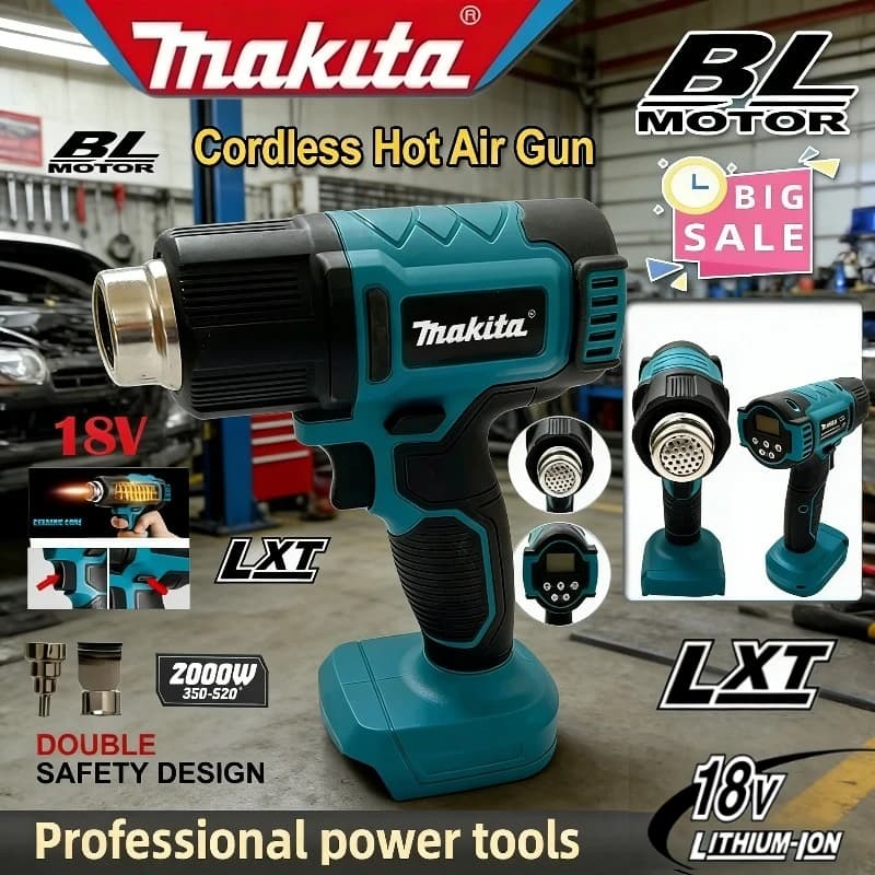 Makita 550 ° Pistola Termica a Controllo di Temperatura Senza Fili con Display LED, Soffiatore Termico per Saldatura, Utensile Elettrico 18V