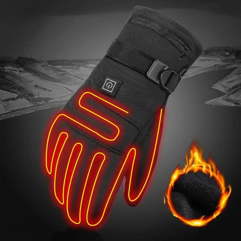 motorcycle Heated Gloves With 3 Levels Battery Box Powered Heat Gloves Winter Outdoors Bicycle Thermal Skiing Warm Gloves