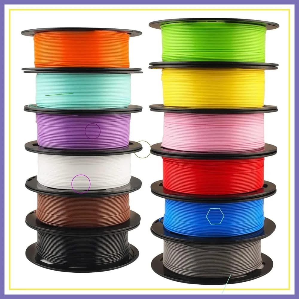 Filamento PLA da 1,75 mm, Confezione da 12 Bobine, 500g Ciascuna, 6kg Totali, Colori Popolari, con Adesivo per Piattaforma di Stampa