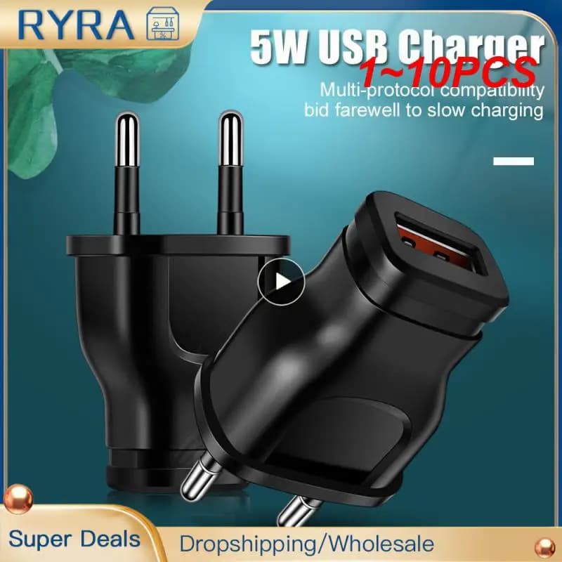 1 ~ 10PCS Adattatore universale di alimentazione 5V 1A, / Adattatore per caricabatterie CC da parete, da 220V a 5V, ricarica del telefono cellulare, spina UE USA