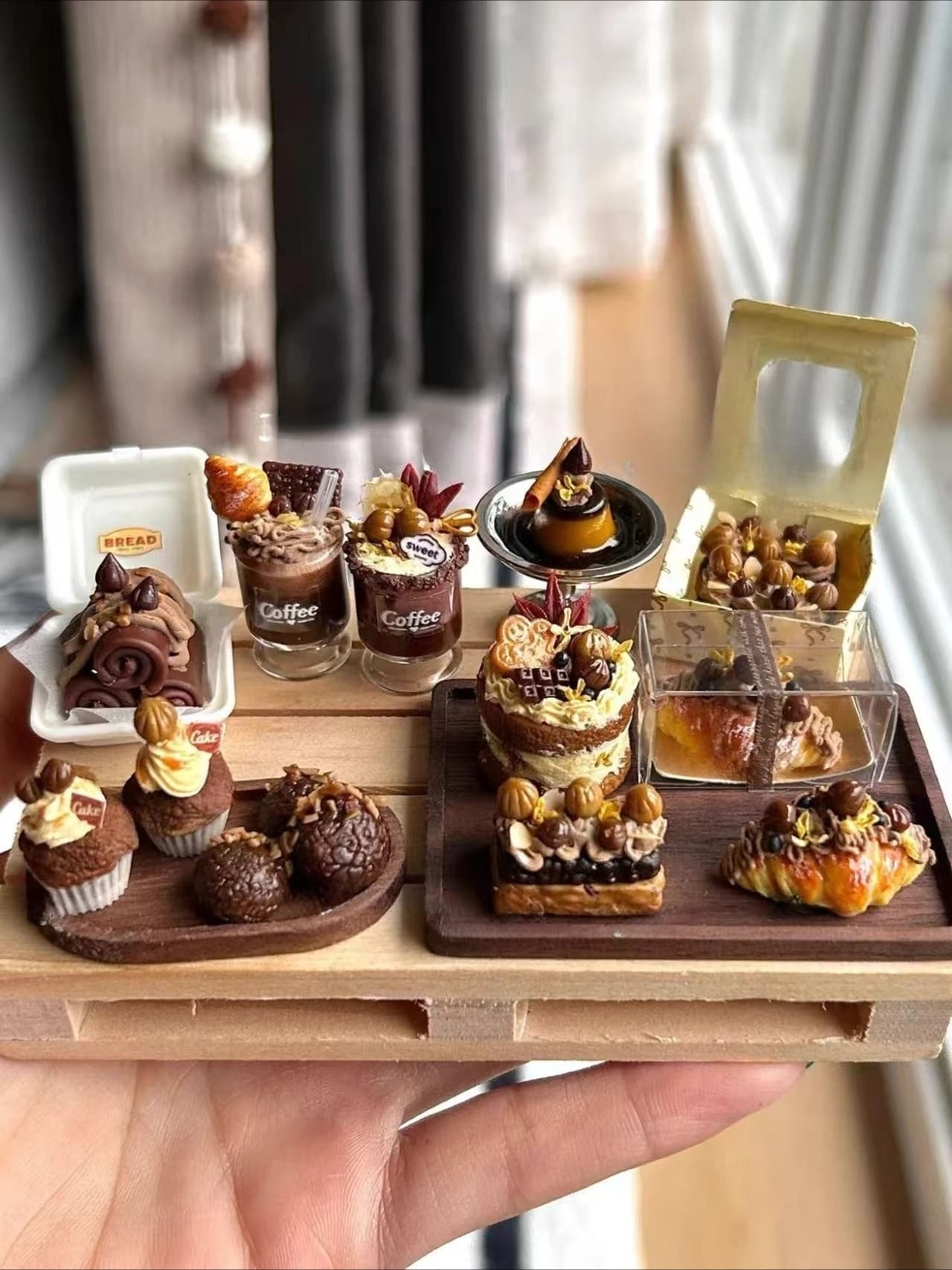 Set di Miniature Alimentari per Casa delle Bambole, Dessert in Argilla, Croissant, Torte al Cioccolato, Hamburger, Giocattoli da Cucina in Miniatura per Halloween, Miniature Fai-da-Te