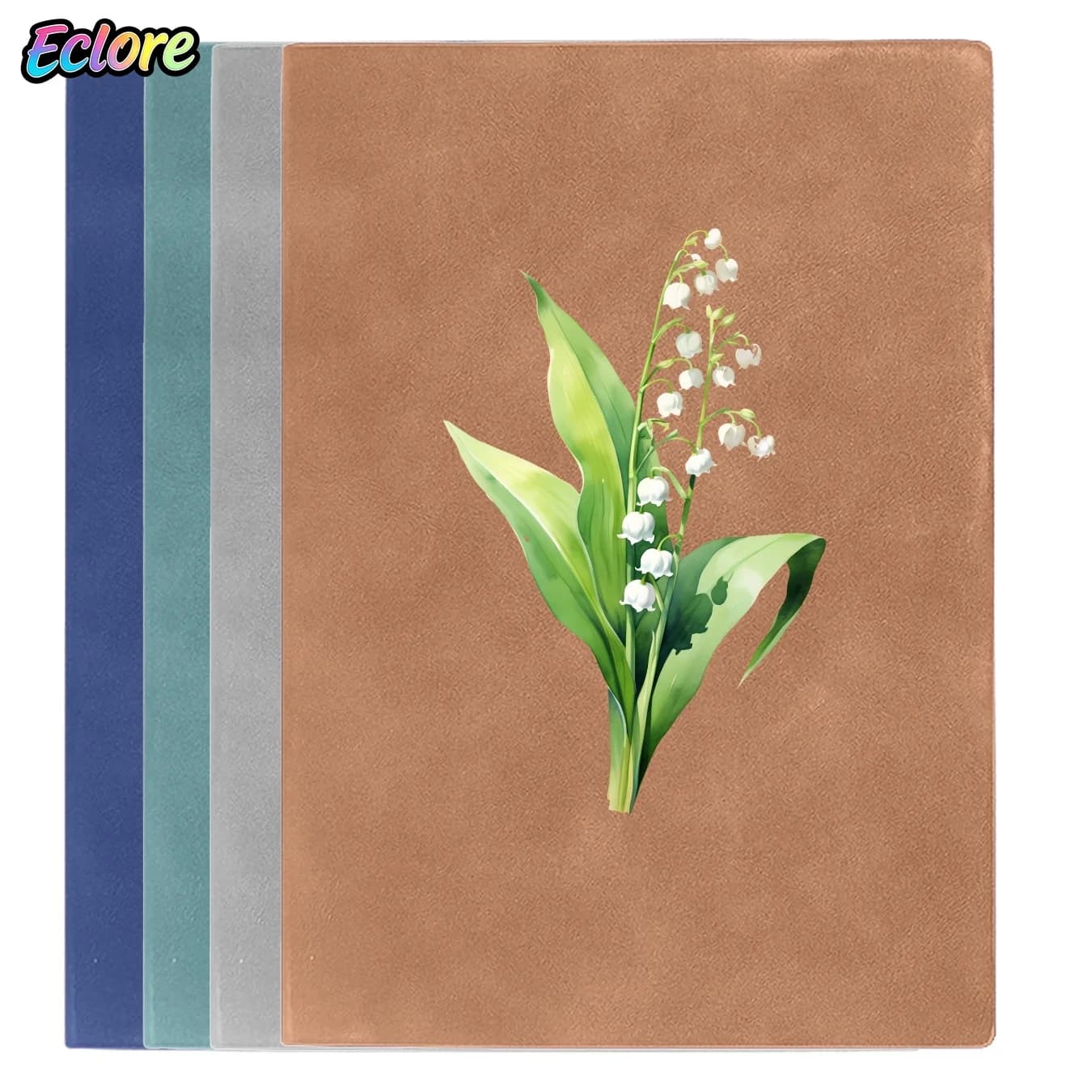 A5 Vintage Leather Notebook with Lily of The Valley Design for Office, School, Journal, Planner, Gift, Meeting, Personal Diary
