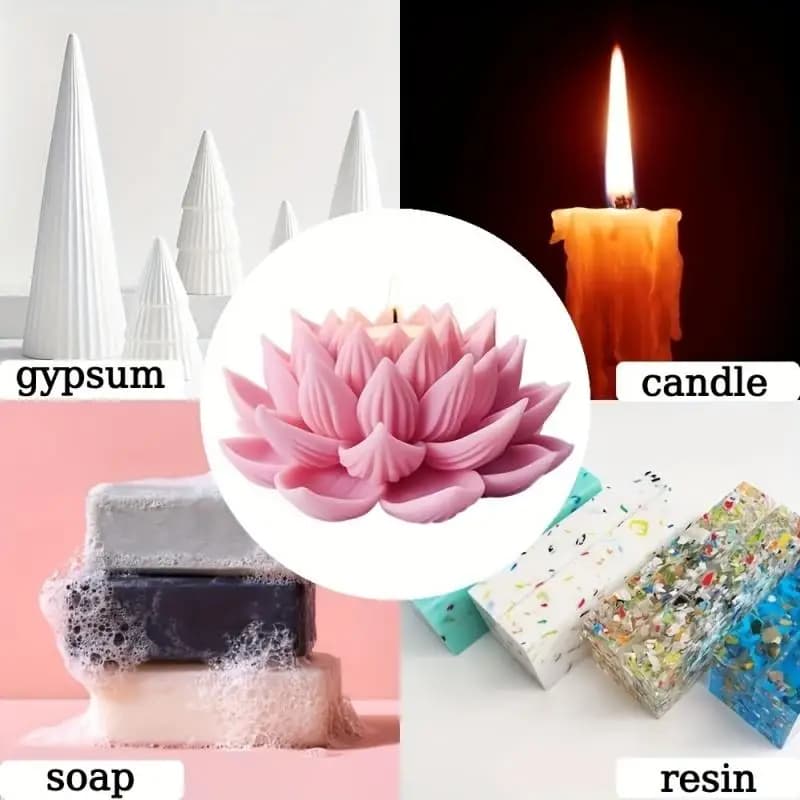 Lotus Flower Silicone Candle Mold Reusable DIY Mould For Aromatherapy Candle Resin Handmade Soap Home Decor Craft Making Supply