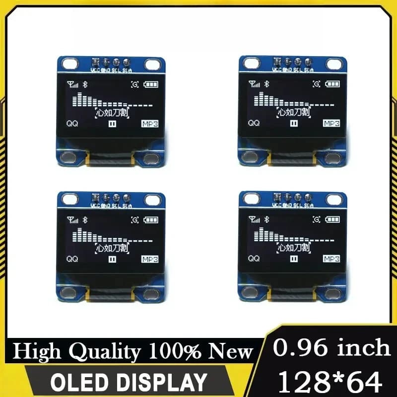 Modulo OLED da 0,96 pollici 128x64 IIC I2C SSD1306 LCD con display bianco e interfaccia seriale per Arduino Raspberry Pi