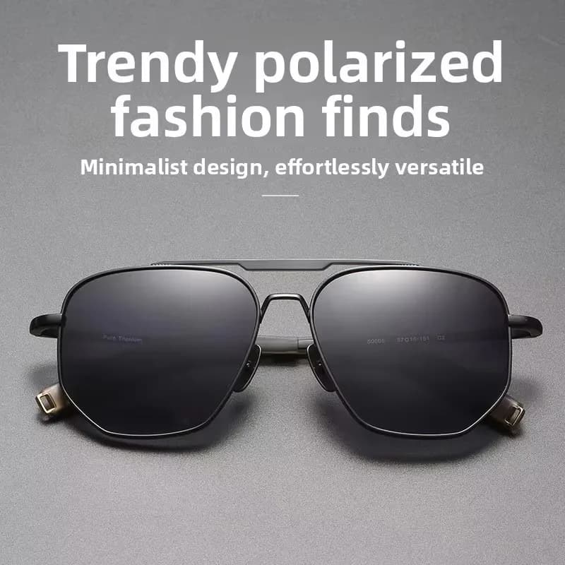 Men Square Ultra Light Thin Pure Titanium Polarized Sunglasses Male Women UV400 Outdoor Driving Aviation Style Sun Glasses