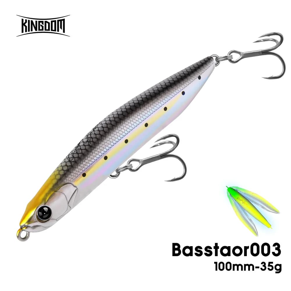 Kingdom Pencil Fishing Lure 100mm 35g Esca Artificiale Affondante per Acqua Salata, Stickbait Ultra Lunga Gittata per la Pesca al Branzino