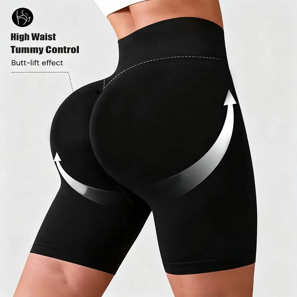 Women's High Waist Lightweight Breathable Peach Hip Yoga Cycling Gym Workout Sports Shorts