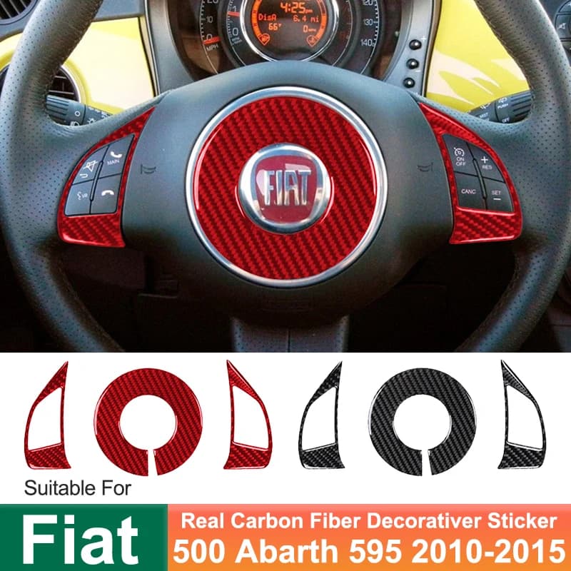For Fiat 500 ABARTH 595 2010-2015 Car Flyer Cover Button Decorative Style Carbon Fiber Accessories Edit