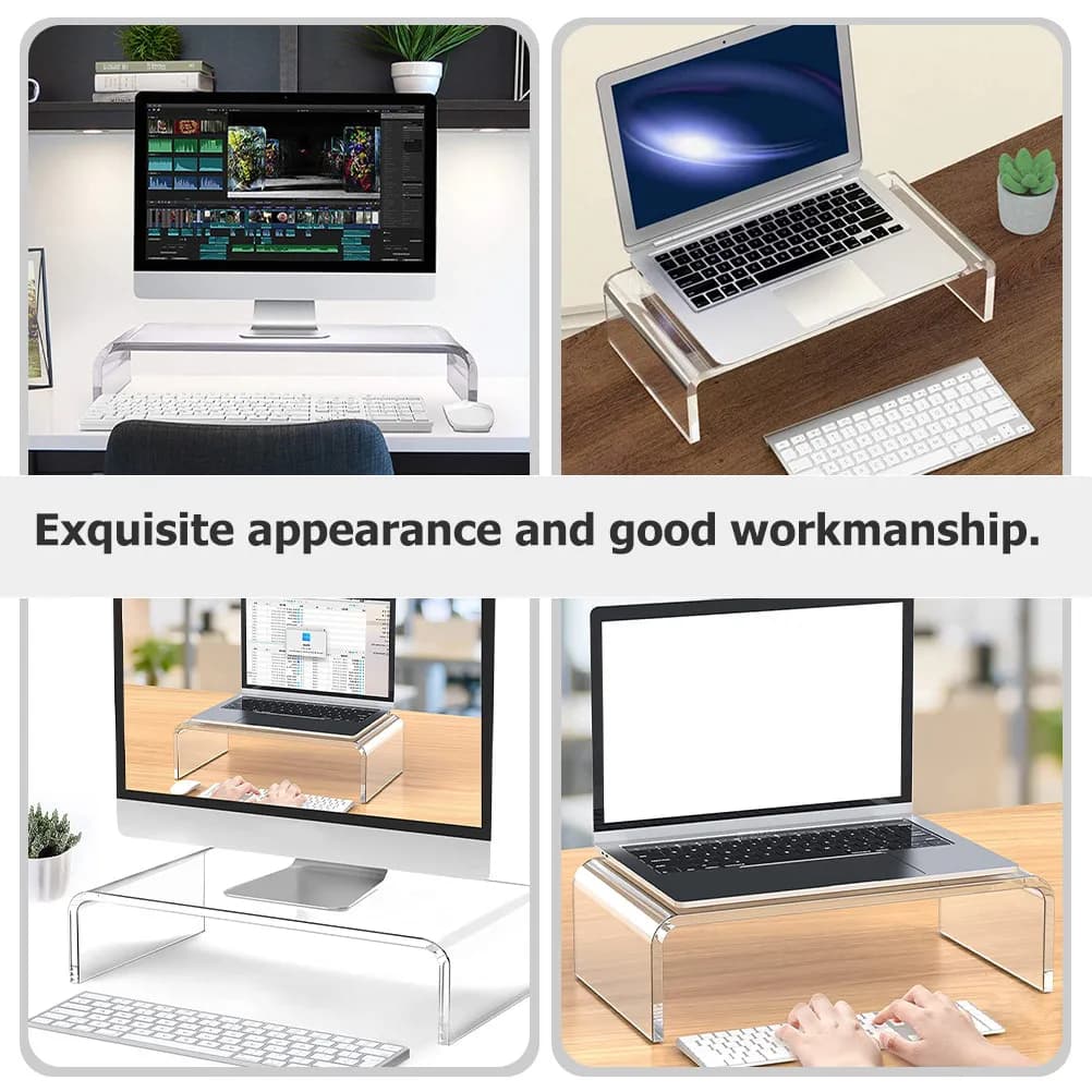Supporto per Monitor da Scrivania in Acrilico, Base Ergonomica per Alzare il Computer, Organizzatore da Ufficio Resistente