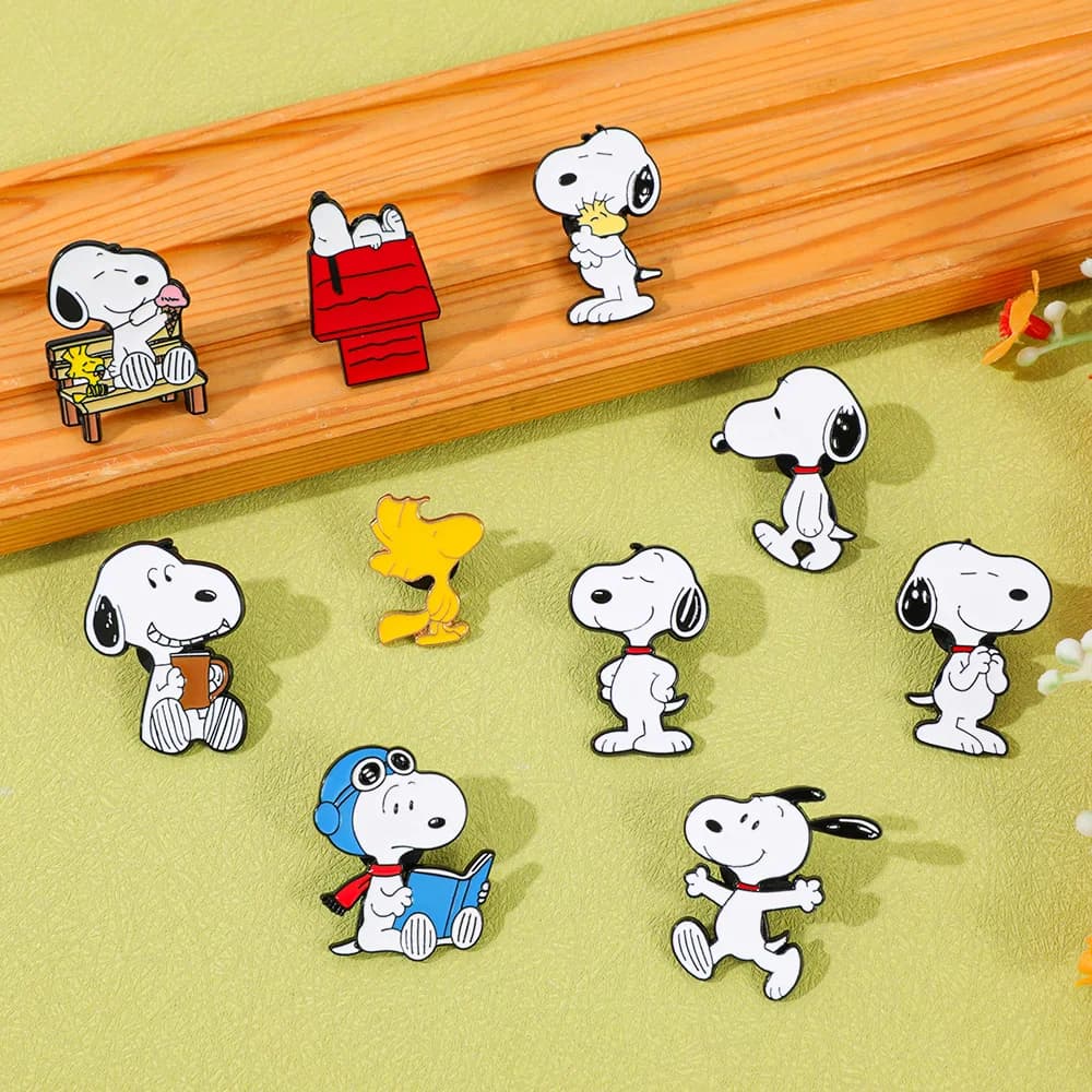 10pcs Personalized Creative Cartoon White Dog Series Brooch Set Clothing Shirt Collar Accessories Decorations