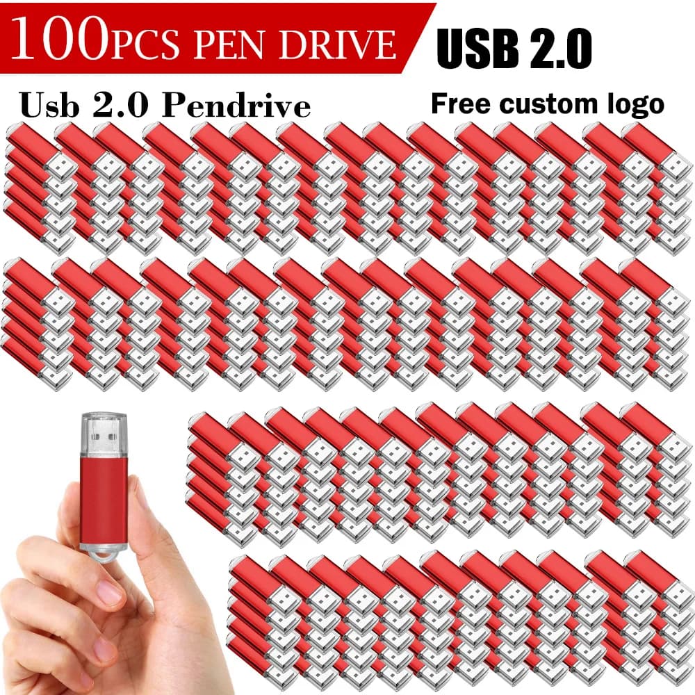 100 Pezzi/Lotto Chiavetta USB 2.0 4GB 8GB Pen Drive 128MB Chiavette USB 1GB 2GB Pendrive 16GB Memoria Flash 32GB 64GB U Disk Logo Personalizzabile Gratuito