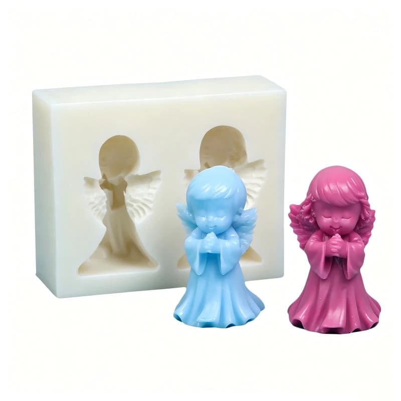 DIY Men Women Angel Silicone Candle Mold,3D Prayer Angel Shaped Aromatherapy Gypsum Craft Cement Soap Mold, Home Decoration Gift