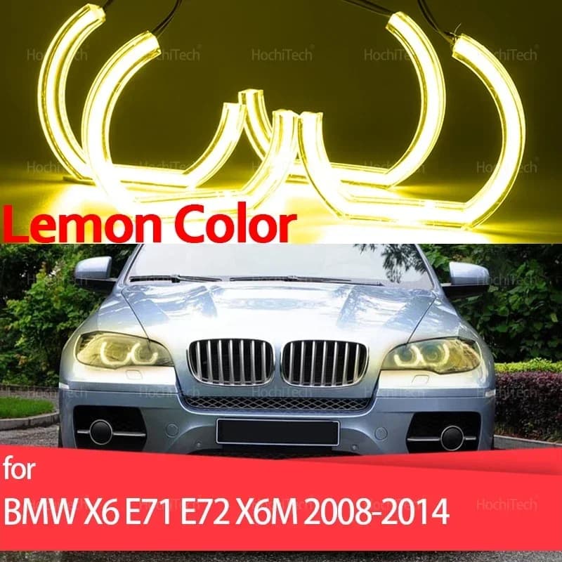 Per BMW X6 E71 E72 X6M 2008-2014 Accessori Luce diurna DRL Angel Eyes LED CSL Style Kit anello faro giallo limone