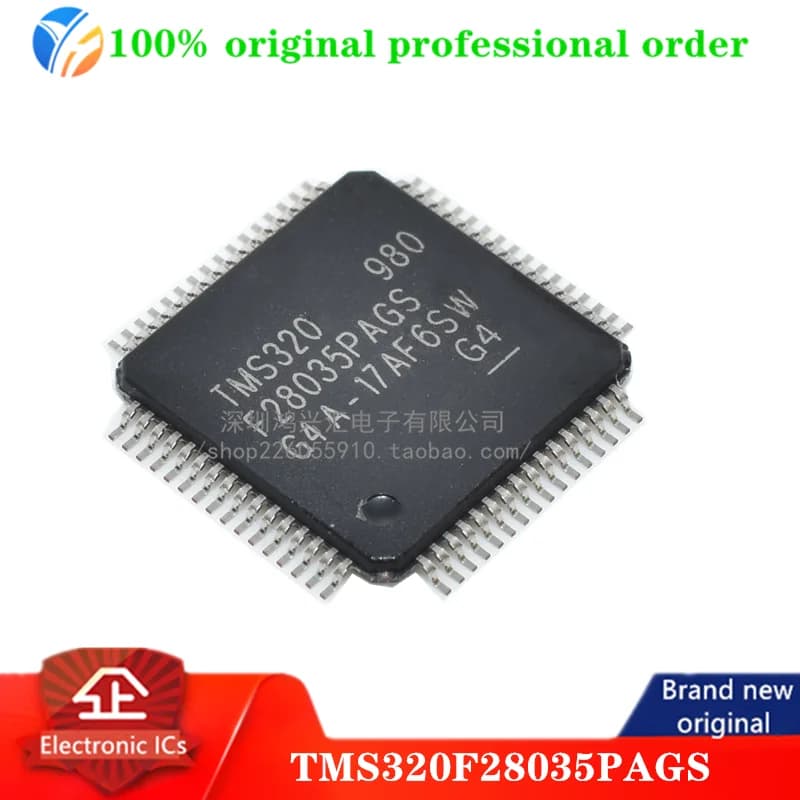 MCU TMS320F28035PAGS 100% Originale, 32-bit C28x RISC, 128KB Flash, 1.8V/3.3V, Automotive, 64-Pin TQFP, Confezione Tray
