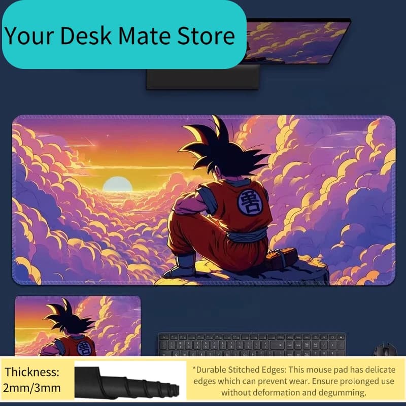 Tappetino per Mouse in Pelle Oversize Dragon Ball, Tappetino per Tastiera Computer Son Goku, Antiscivolo, Speciale per Giochi ed E-sports