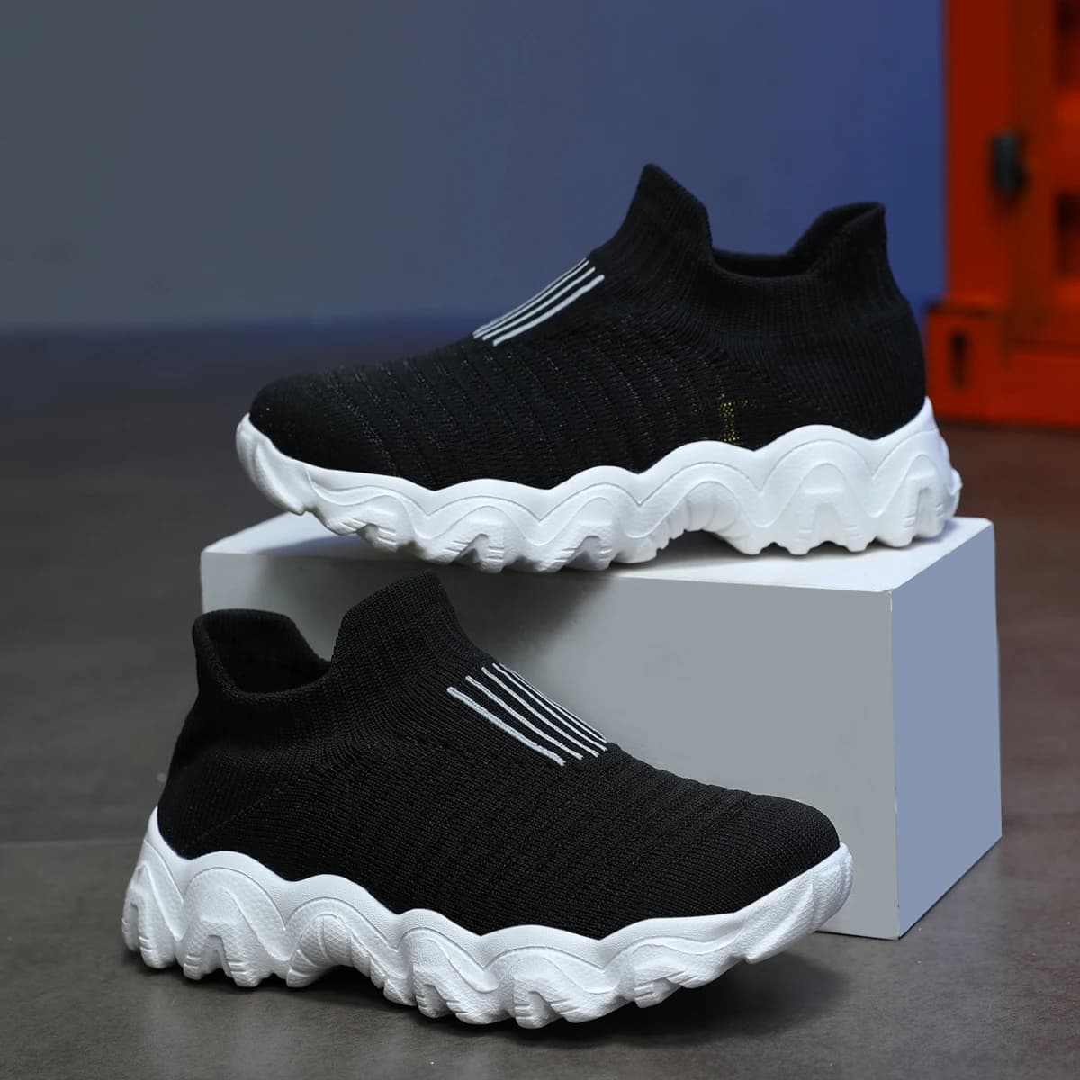Scarpe da ginnastica alte per bambini, in maglia traspirante, slip-on, casual, sportive, leggere, da tennis, per ragazzi e ragazze